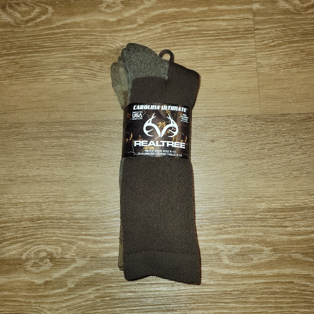 Realtree Carolina Ultimate 2 Pairs All Season Socks Merino Wool Blend Mens 9-13